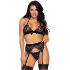 LEG AVENUE - ENSEMBLE TROIS PIÈCES TOP, PORTE-JARRETELLES ET STRING