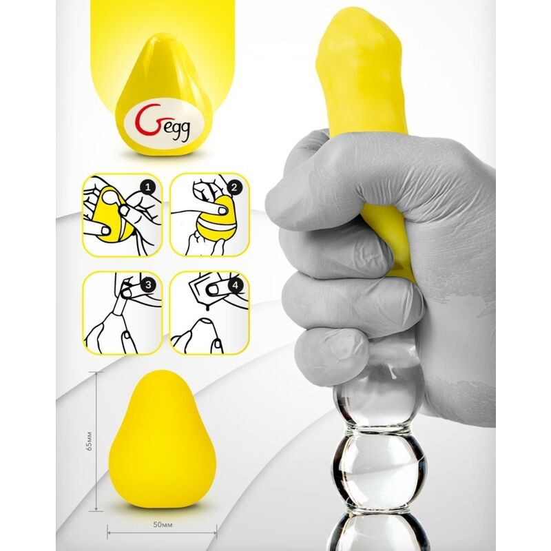 G-VIBE - GELBER, TEXTURIERTER, WIEDERVERWENDBARER MASTURBATOR IN EI-FORM