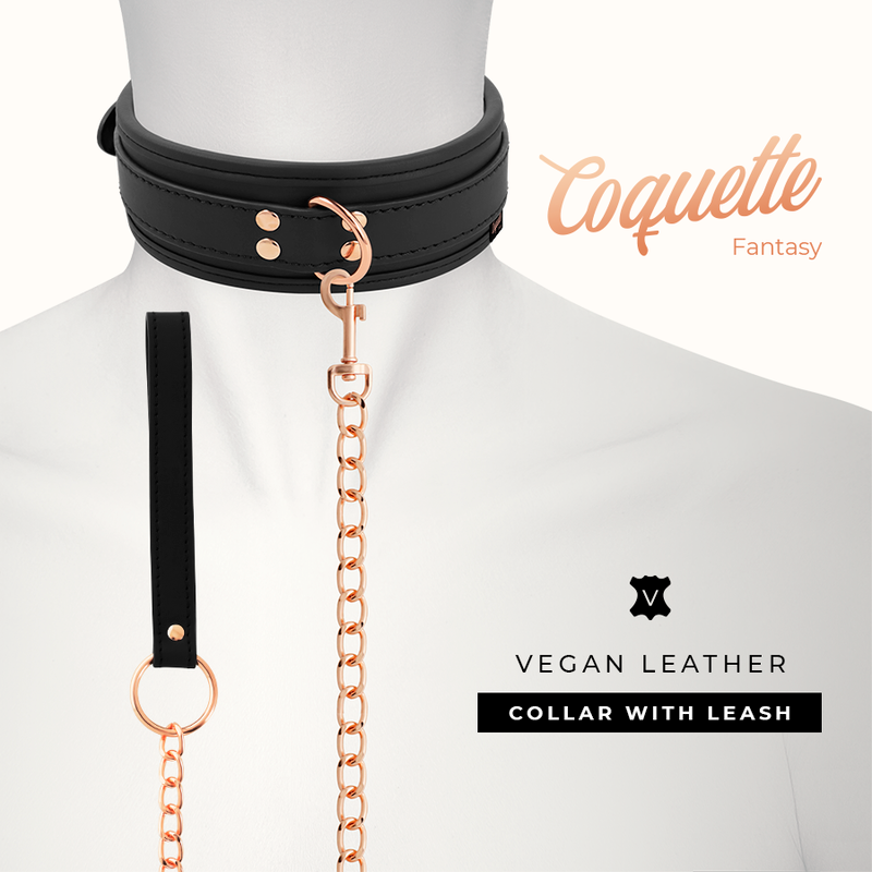 COQUETTE CHIC DESIRE - VEGANES HALSBAND AUS KUNSTLEDER MIT ARMBAND UND NEOPRENFUTTER