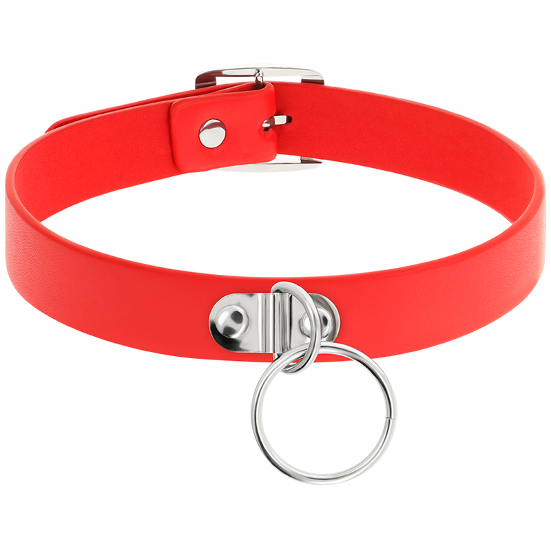 COQUETTE CHIC DESIRE - VEGANES HALSBAND AUS ROTEM KUNSTLEDER FÜR DAMEN, FETISCH-ACCESSOIRE