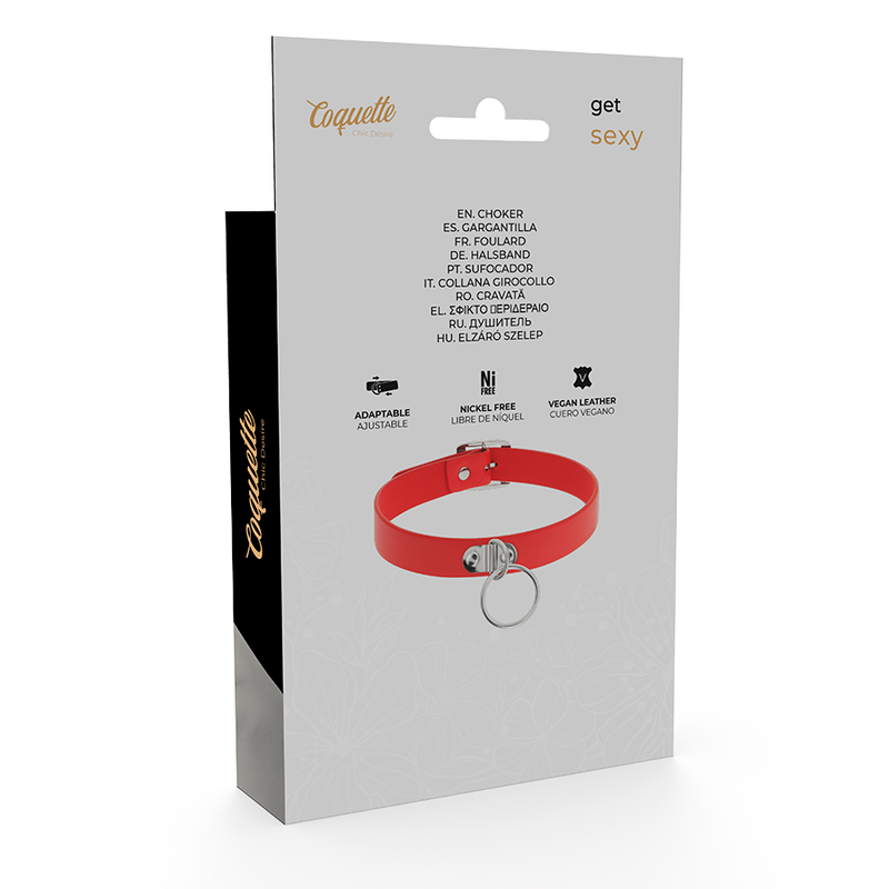 COQUETTE CHIC DESIRE - VEGANES HALSBAND AUS ROTEM KUNSTLEDER FÜR DAMEN, FETISCH-ACCESSOIRE