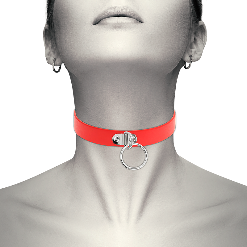 COQUETTE CHIC DESIRE - VEGANES HALSBAND AUS ROTEM KUNSTLEDER FÜR DAMEN, FETISCH-ACCESSOIRE