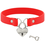 COQUETTE CHIC DESIRE - VEGANES HALSBAND AUS ROTEM LEDER MIT HERZANHÄNGER MIT SCHLÜSSEL?
