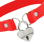COQUETTE CHIC DESIRE - VEGANES HALSBAND AUS ROTEM LEDER MIT HERZANHÄNGER MIT SCHLÜSSEL?