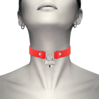 COQUETTE CHIC DESIRE - VEGANES HALSBAND AUS ROTEM LEDER MIT HERZANHÄNGER MIT SCHLÜSSEL?