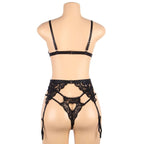 SUBBLIME - SET ENSEMBLE TROIS PIÈCES SOUTIEN-GORGE + PORTE-JARRETELLE + STRING S/M