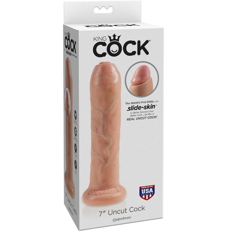 KING COCK – REALISTISCHER UNBESCHNITTENER PENIS FLEISCHFARBEN 21 CM