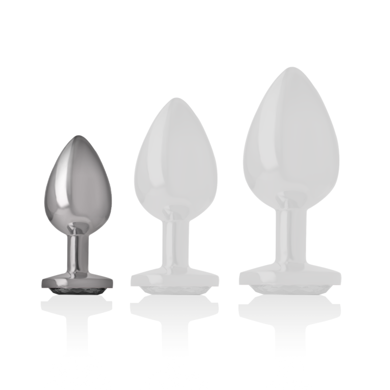 INTENSE - ALUMINIUM-ANALDILDO MIT SCHWARZEM KRISTALL, GRÖSSE S