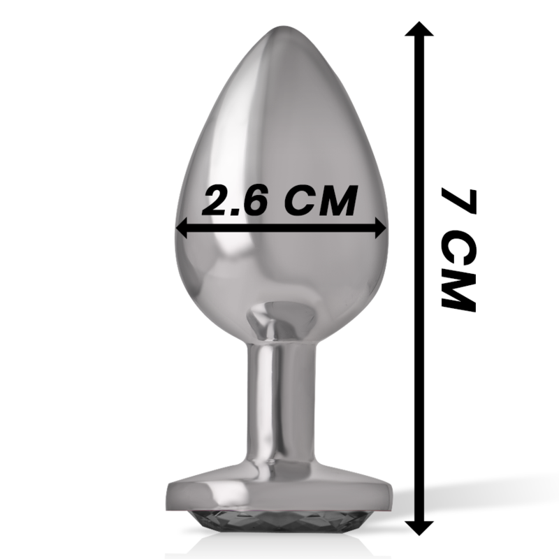 INTENSE - ALUMINIUM-ANALDILDO MIT SCHWARZEM KRISTALL, GRÖSSE S