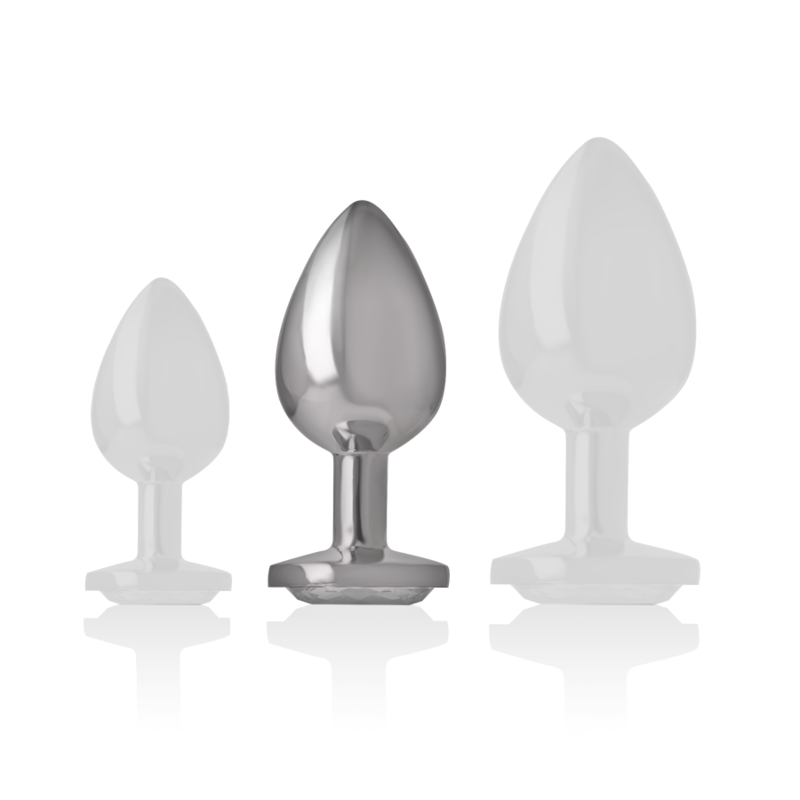 INTENSE - ANALPLUG AUS ALUMINIUM MIT SILBERKRISTALL GRÖSSE M