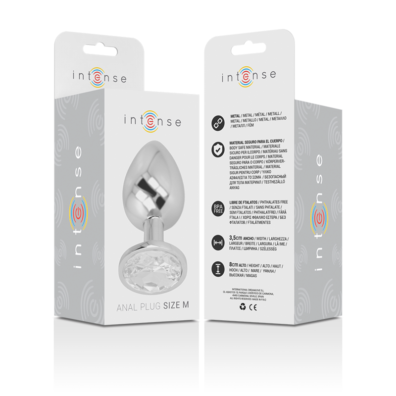 INTENSE - ANALPLUG AUS ALUMINIUM MIT SILBERKRISTALL GRÖSSE M