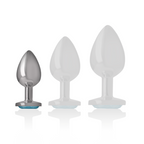 INTENSE - ALUMINIUM-ANALDILDO MIT BLAUEM KRISTALL GRÖSSE S