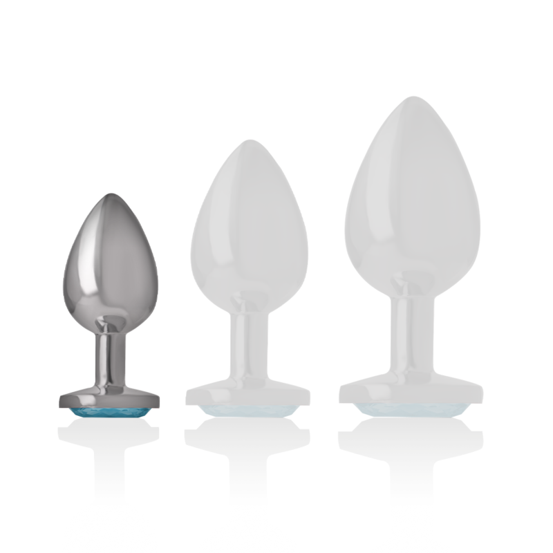 INTENSE - ALUMINIUM-ANALDILDO MIT BLAUEM KRISTALL GRÖSSE S