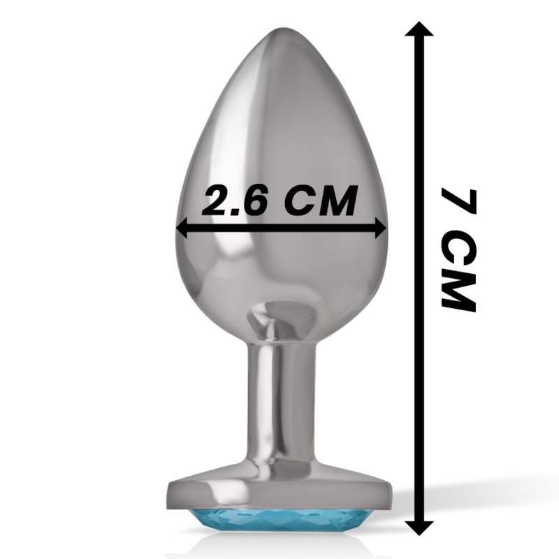 INTENSE - ALUMINIUM-ANALDILDO MIT BLAUEM KRISTALL GRÖSSE S