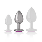 INTENSE - ANALPLUG AUS ALUMINIUM MIT ROSAFARBENEM KRISTALL GRÖSSE M