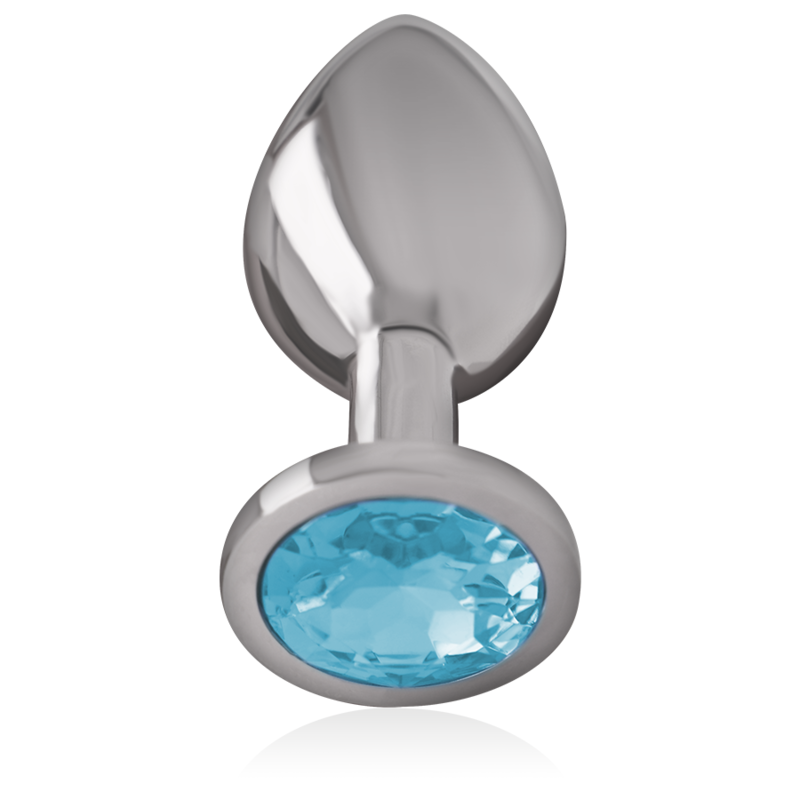 INTENSE - ANALPLUG AUS ALUMINIUM MIT BLAUEM KRISTALL GRÖSSE L
