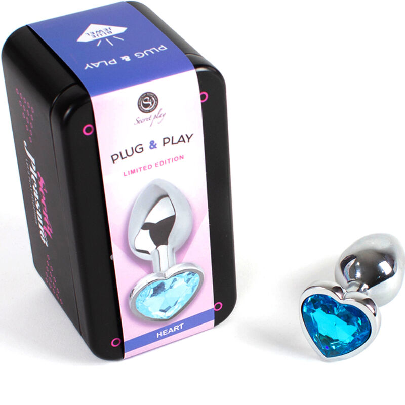 SECRETPLAY - ANALPLUG METALL HERZ BLAU KLEINE GRÖSSE 7 CM