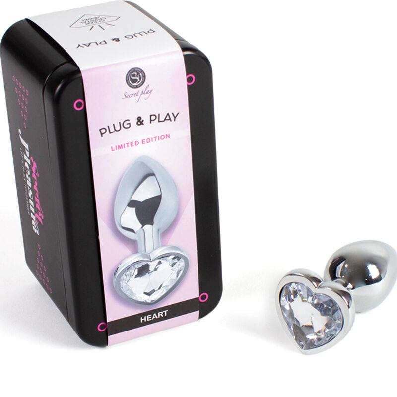 SECRETPLAY - ANALPLUG METALL HERZ KLARER KRISTALL KLEIN 7 CM
