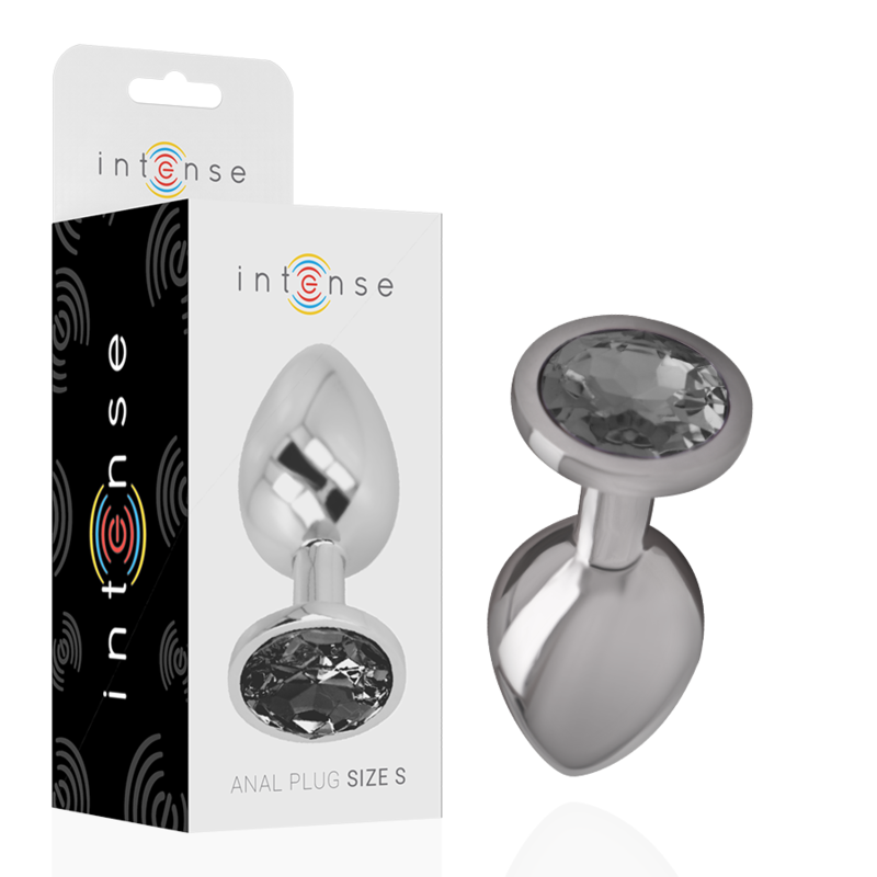 INTENSE - ALUMINIUM-ANALDILDO MIT SCHWARZEM KRISTALL, GRÖSSE S