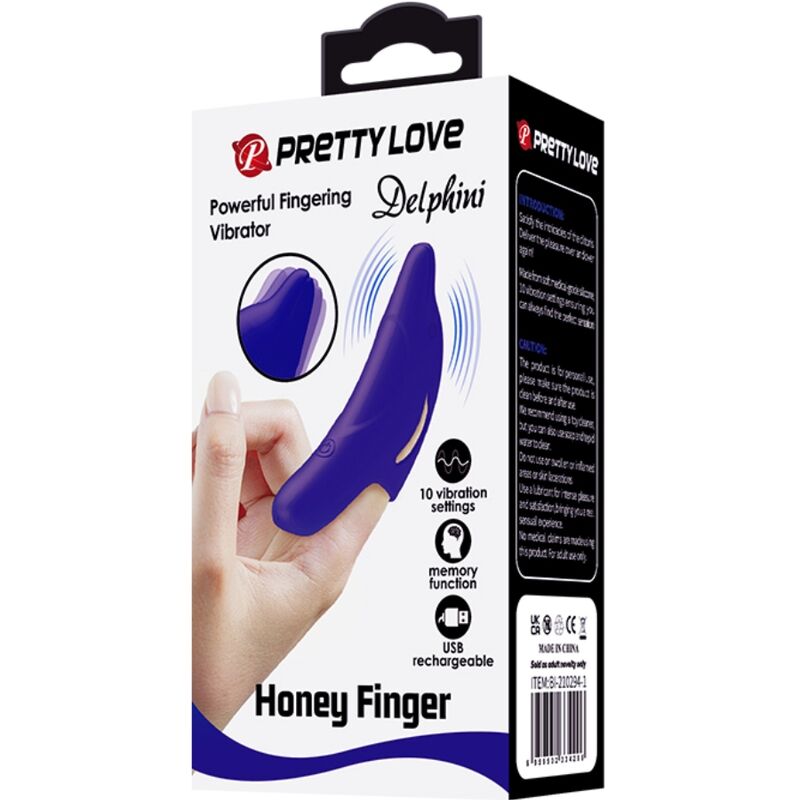 PRETTY LOVE – KRAFTVOLLER DUNKELBLAUER FINGERVIBRATOR DELPHINI