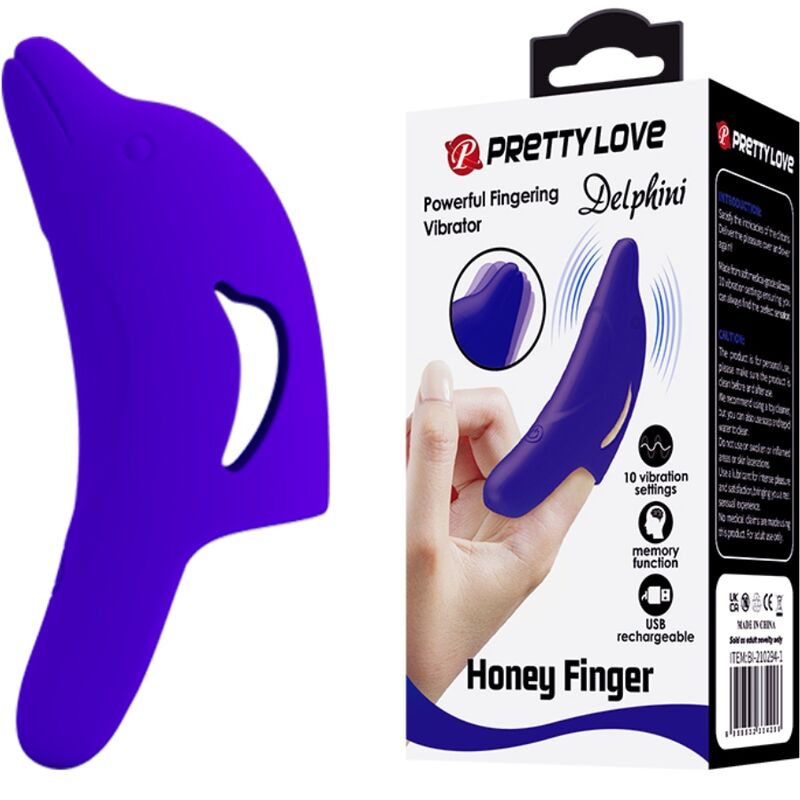 PRETTY LOVE – KRAFTVOLLER DUNKELBLAUER FINGERVIBRATOR DELPHINI