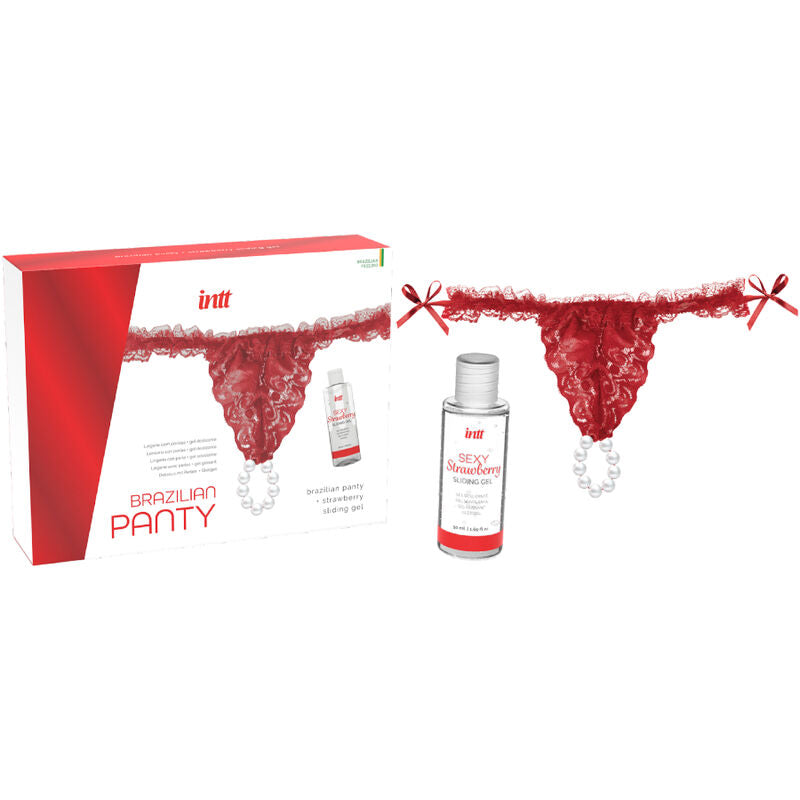 INTT RELEASES - ROTE BRASILIANISCHE SLIP MIT PERLEN UND GLEITGEL 50 ML