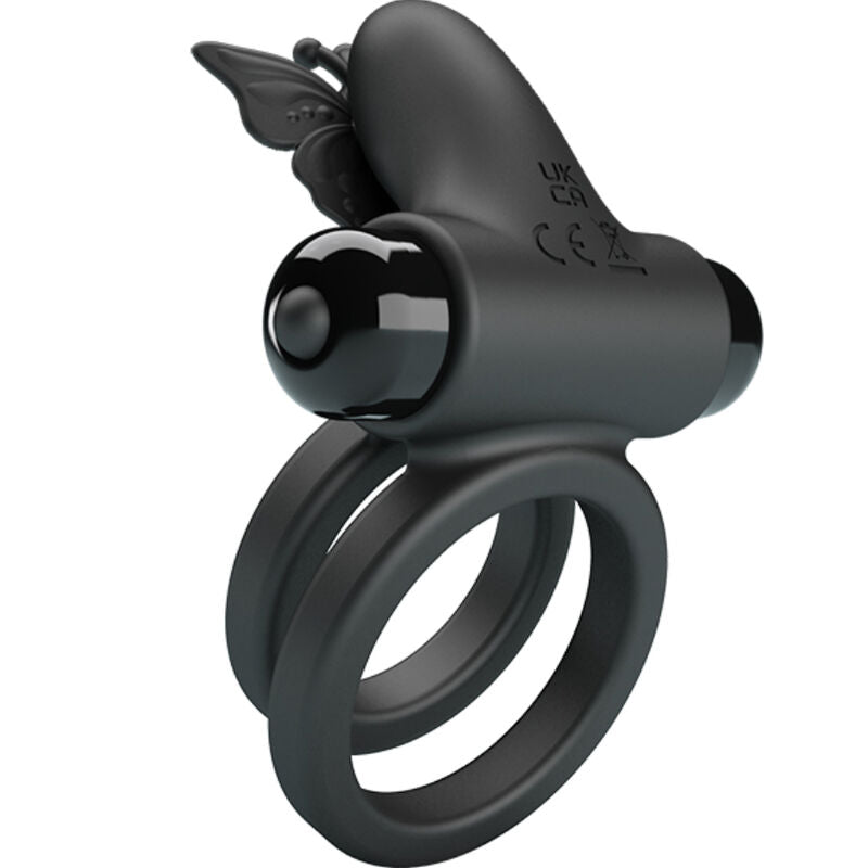 PRETTY LOVE – DOPPELTER VIBRATIONSCOCKRING MIT STIMULATOR SCHWARZ
