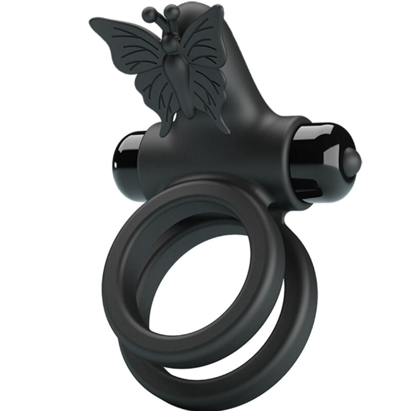 PRETTY LOVE – DOPPELTER VIBRATIONSCOCKRING MIT STIMULATOR SCHWARZ