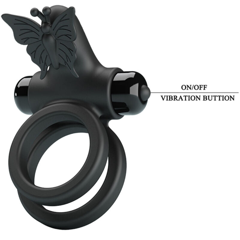 PRETTY LOVE – DOPPELTER VIBRATIONSCOCKRING MIT STIMULATOR SCHWARZ