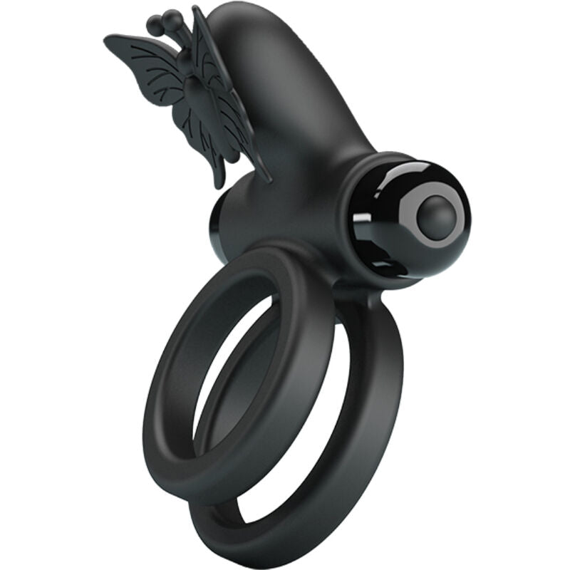 PRETTY LOVE – DOPPELTER VIBRATIONSCOCKRING MIT STIMULATOR SCHWARZ