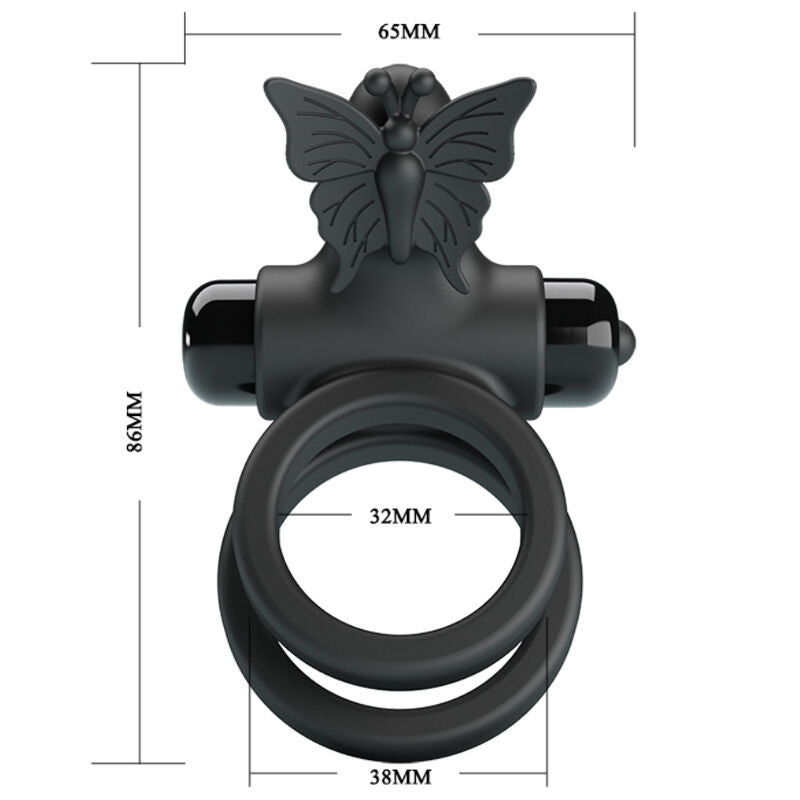 PRETTY LOVE – DOPPELTER VIBRATIONSCOCKRING MIT STIMULATOR SCHWARZ