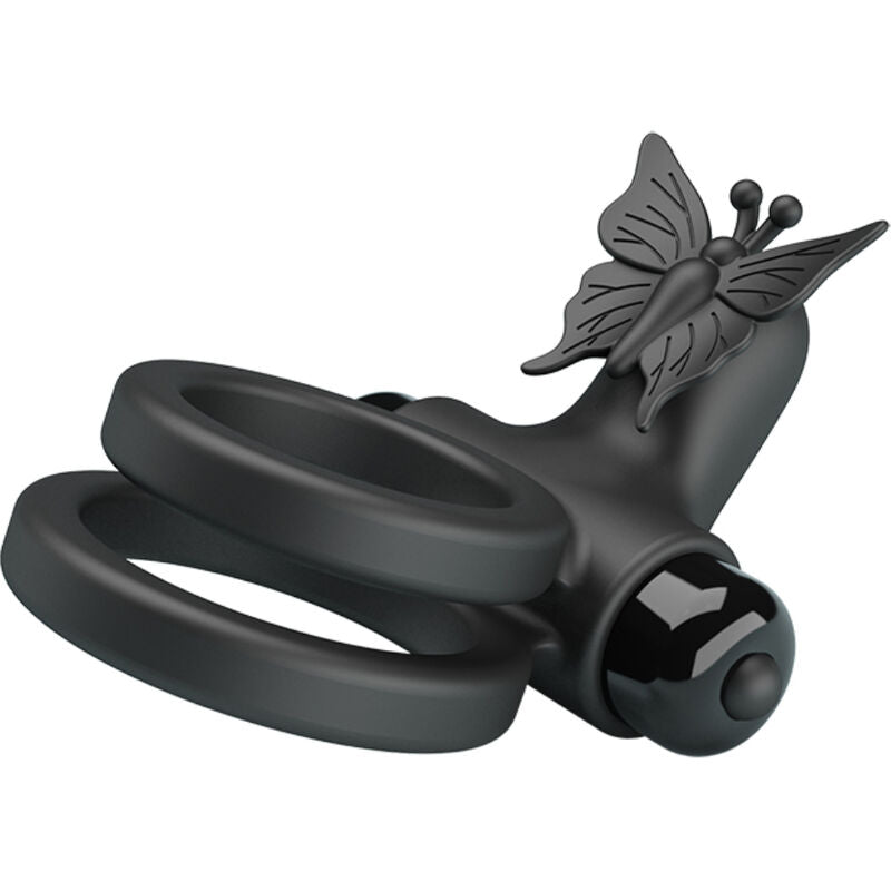 PRETTY LOVE – DOPPELTER VIBRATIONSCOCKRING MIT STIMULATOR SCHWARZ