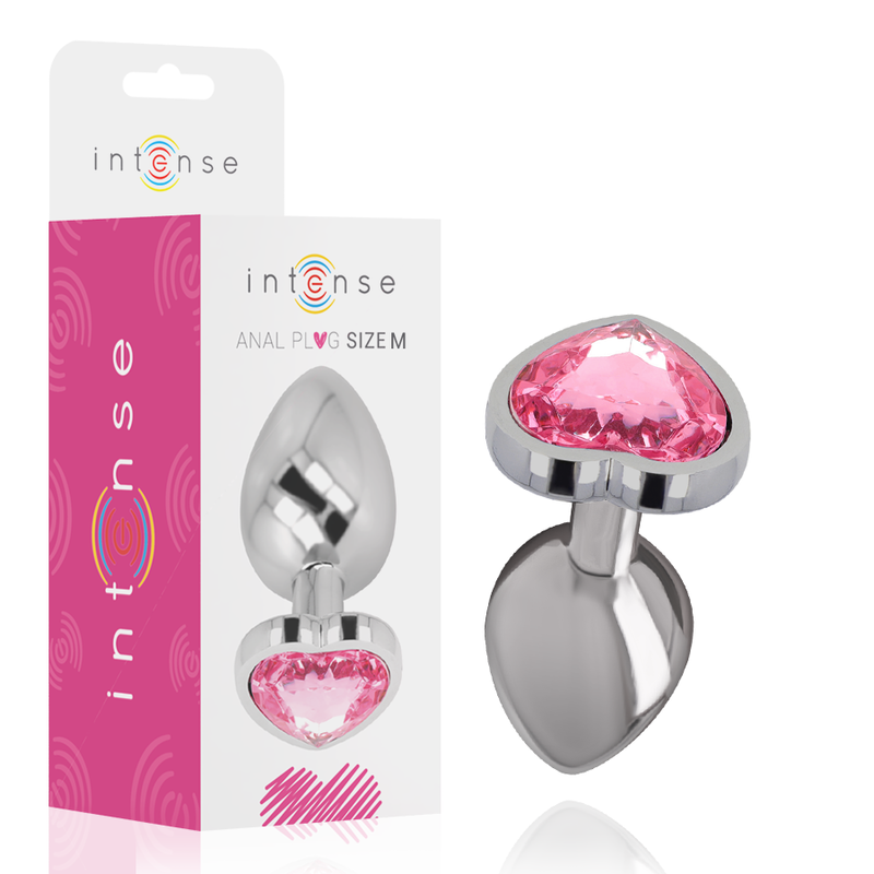 INTENSE - ANALPLUG AUS ALUMINIUM METALL, ROSA HERZ GRÖSSE M