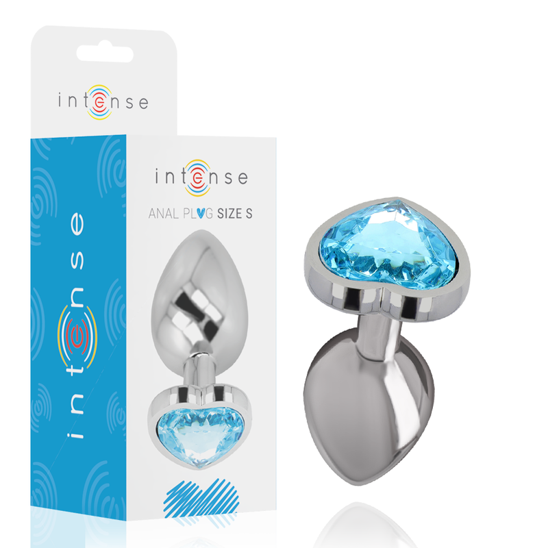 INTENSE - ANALPLUG METALL ALUMINIUM BLAUES HERZ GRÖSSE S