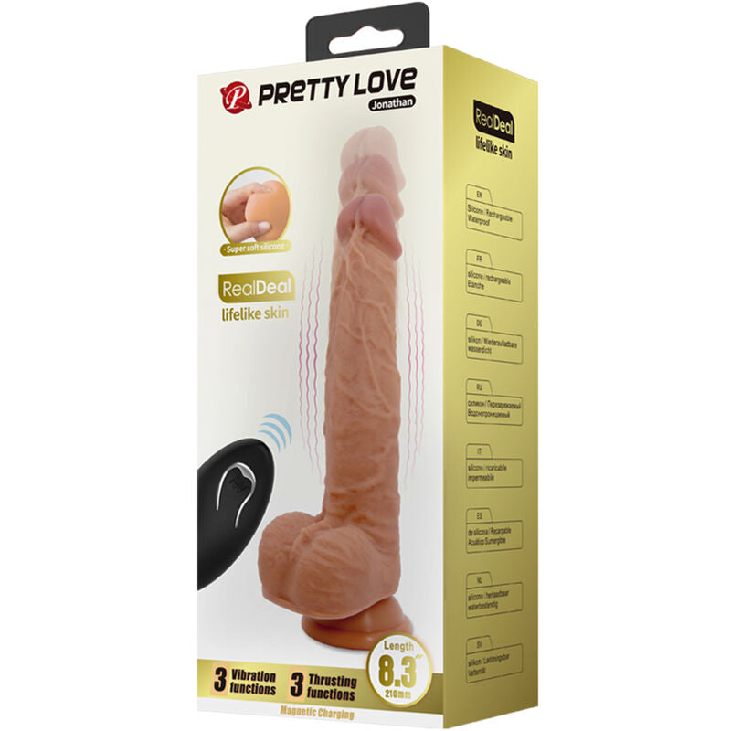 PRETTY LOVE - SILIKON-PENIS JONATHAN 3 VIBRATIONSMODI + 3 EINFÜHRTIEFEN FERNBEDIENUNG 21 CM