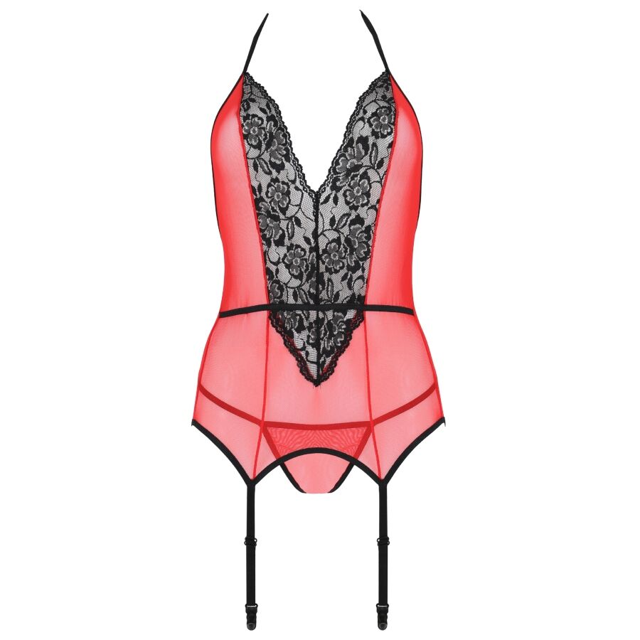 LEIDENSCHAFT - PEONIA KORSETT EROTISCHE LINIE ROT S/M