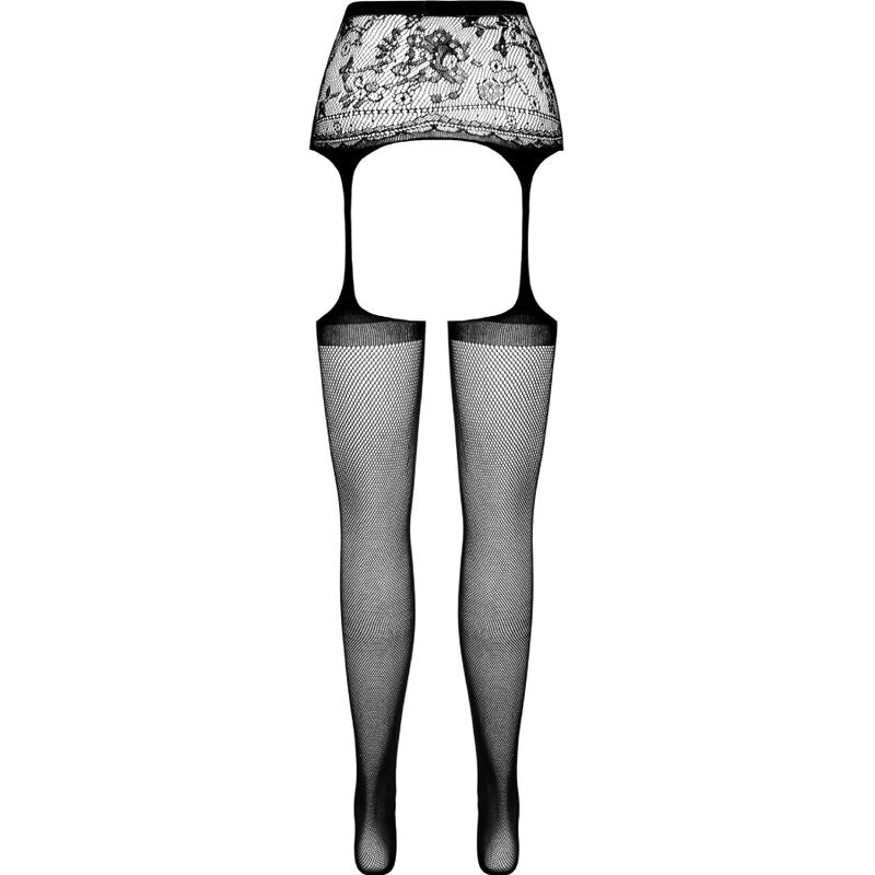 PASSION - SCHWARZE STRUMPFHOSE MIT STRUMPFHALTERN S028 EINHEITSGRÖSSE