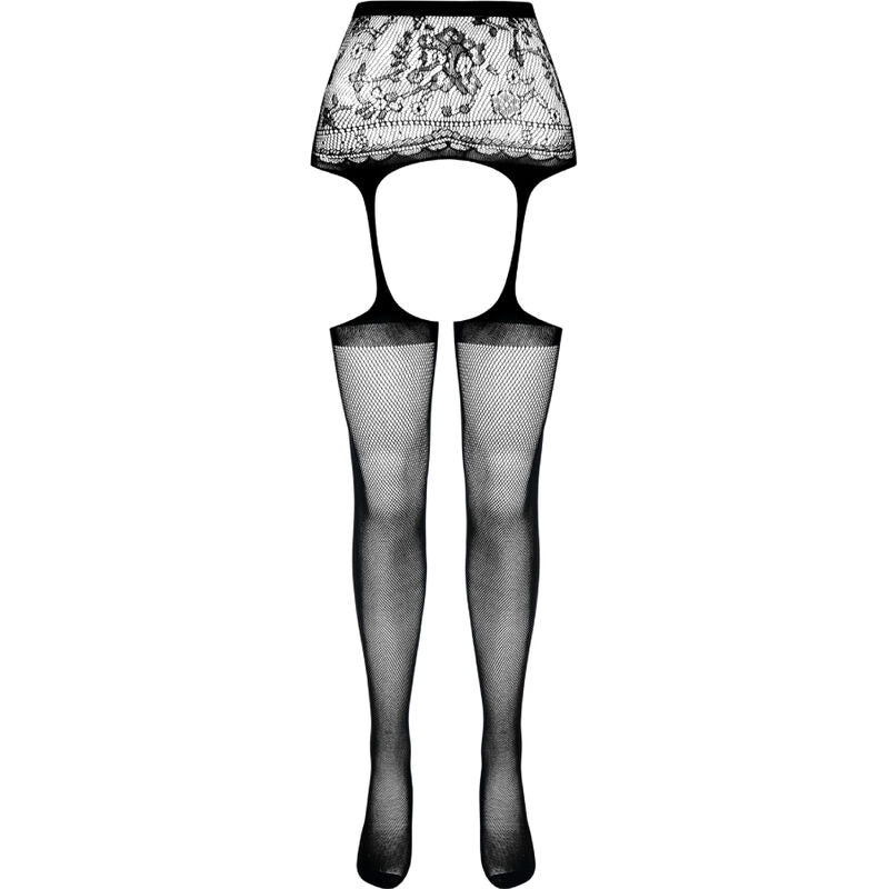 PASSION - SCHWARZE STRUMPFHOSE MIT STRUMPFHALTERN S028 EINHEITSGRÖSSE