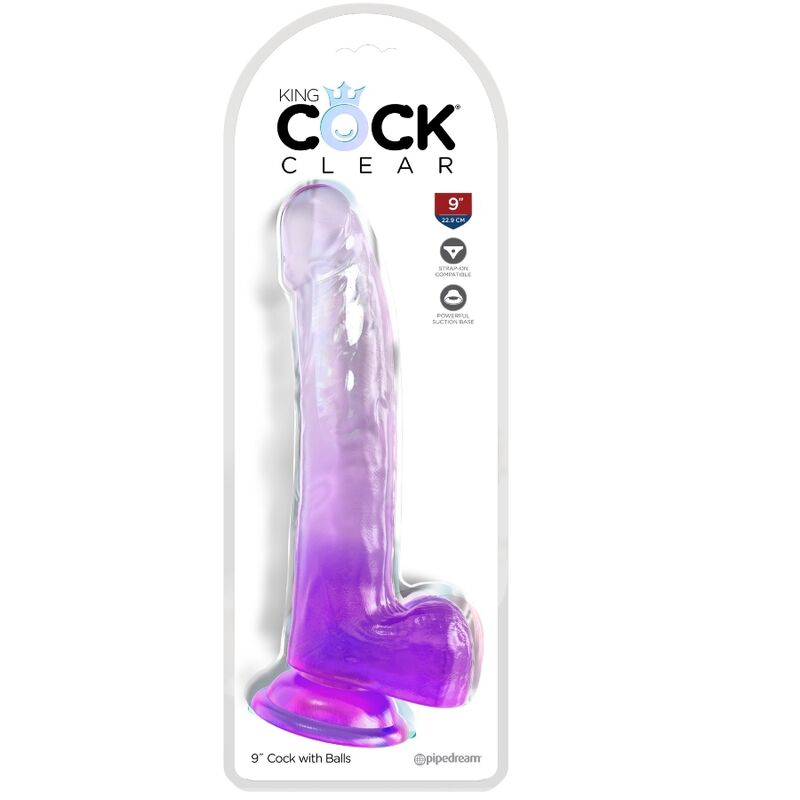 KING COCK - DURCHSICHTIGER DILDO MIT HODEN 20,3 CM VIOLETT