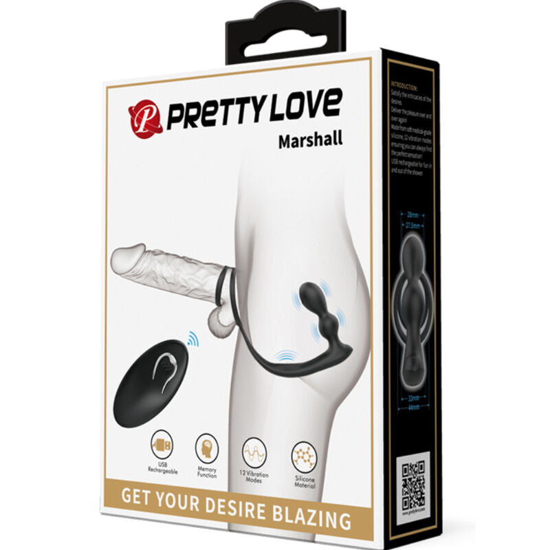 PRETTY LOVE - MARSHALL PENISRING MIT VIBRIERENDEM ANUSPLUG UND FERNBEDIENUNG