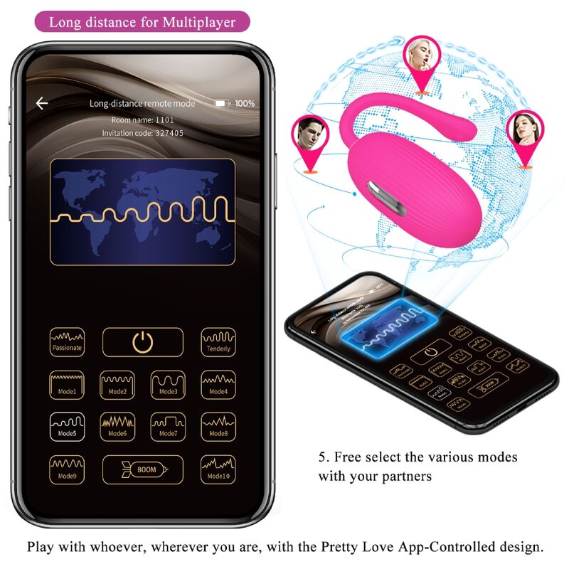 PRETTY LOVE - DOREEN MAGENTA WIEDERAUFLADBARES VIBRATIONSEI FERNBEDIENUNG
