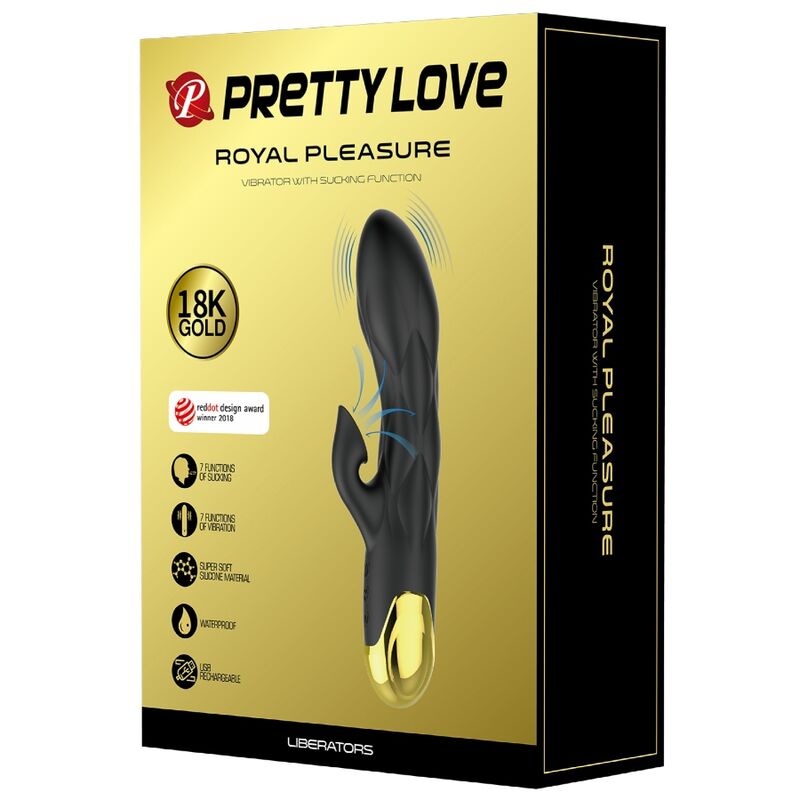 PRETTY LOVE - WIEDERAUFLADBARER LUXUS-VIBRATOR SCHWARZ VERGOLDET