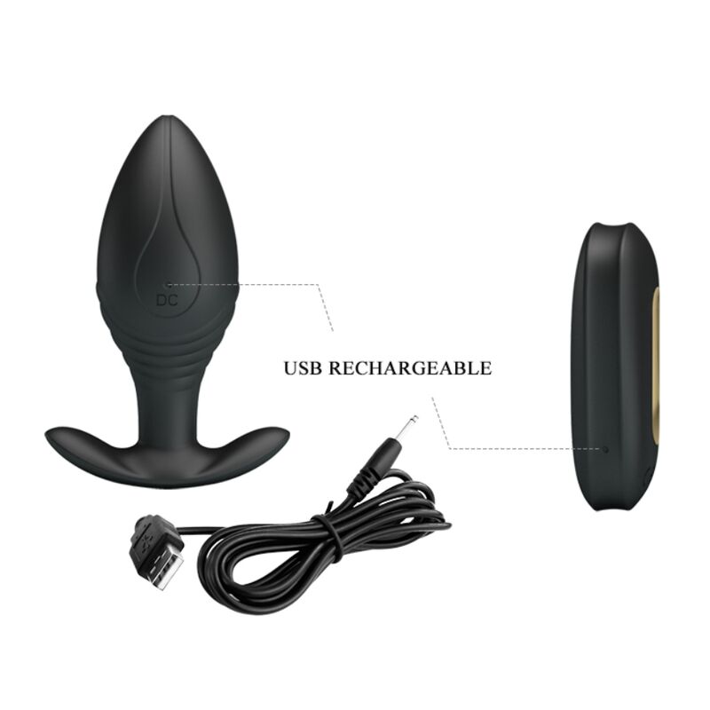 PRETTY LOVE - WIEDERAUFLADBARER VIBRATOR REGINA ANALPLUG SCHWARZ