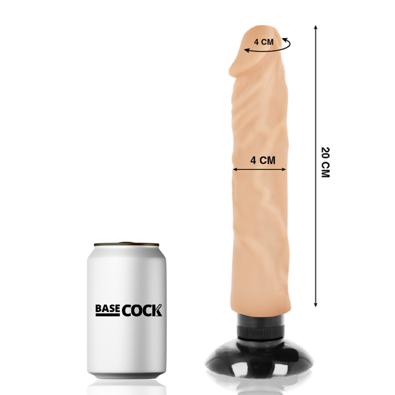 BASECOCK - REALISTISCHER VIBRATOR 2-1 NATUR 20 CM -Ø- 4 CM