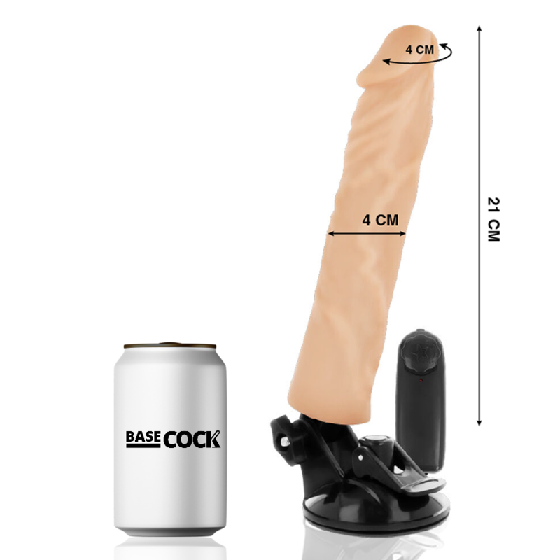 BASECOCK - REALISTISCHER VIBRATOR MIT FERNBEDIENUNG NATUR 21 CM -O- 4 CM