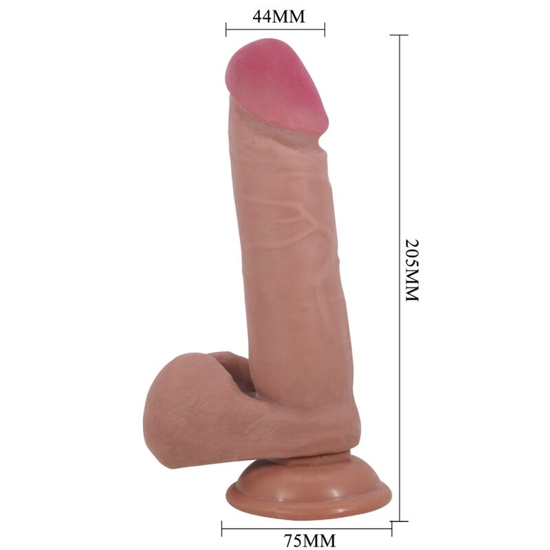 PRETTY LOVE - SERIE SLIDING SKIN REALISTISCHER DILDO MIT SAUGNAPF SLIDING SKIN BRAUN 20,5 CM