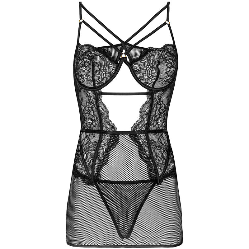 LIVCO CORSETTI FASHION - HEMD + SLIP BARIRIN LC 90633 SCHWARZ