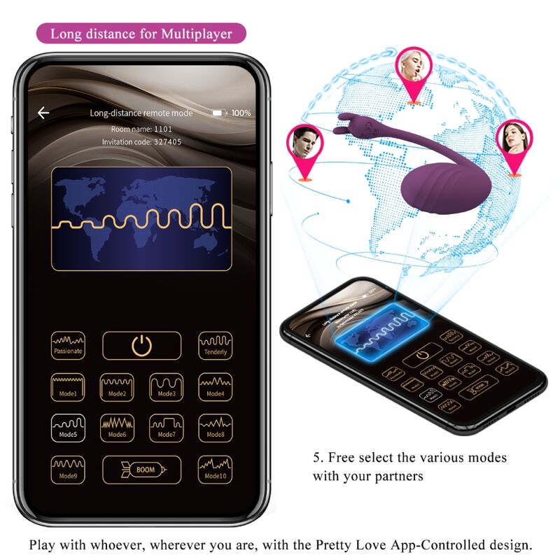 PRETTY LOVE - FERNBEDIENUNG CATALINA VIBRATOR APP VIOLETT