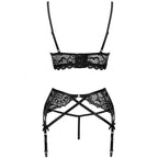 LIVCO CORSETTI FASHION - MORIDAM LC 90552 SOUTIEN-GORGE + JARRETIÈRE + CULOTTE NÉGRO