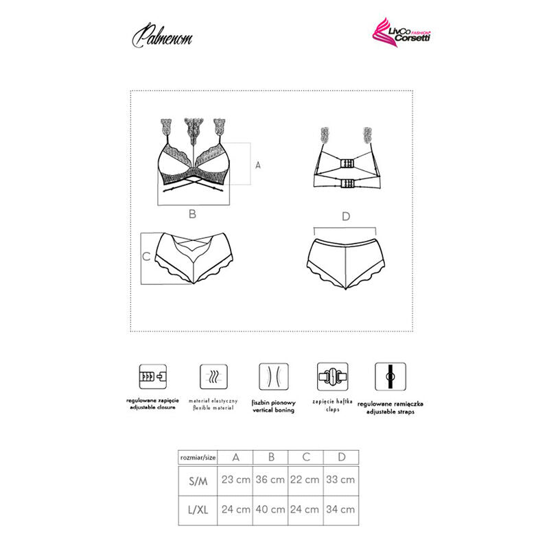 LIVCO CORSETTI FASHION - PALMENOM LC 90614 BH + SLIP SCHWARZ